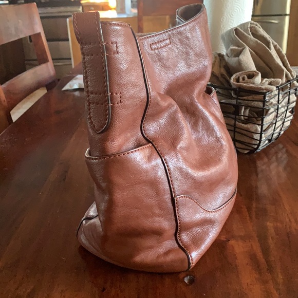 Frye Leather Side Pocket Hobo Bag in Cognac Frye side pocket hobo bag